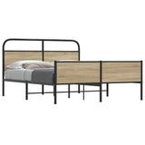 Metal Bed Frame without Mattress Smoked Oak 160x200 cm 3318673