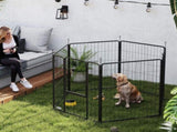 6 Panels Dog Playpen, Portable Detachable Puppy Pen with Door, for Large Dogs, 100cm High, Grey T3398P376285