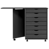 Rolling Cabinet with Desk MOSS Grey Solid Wood Pine 355902