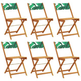 Folding Garden Chairs 6 pcs Green Fabric and Solid Wood 3214623