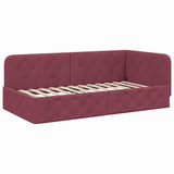 Corner Bed Frame with Headboard Wine Red 100 x 200 cm Fabric 42016506
