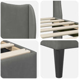 Bed Frame with Headboard Dark Grey 90 x 190 cm Velvet 42027948