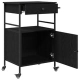 Kitchen Trolley Black Oak 56 x 43 x 89.5 cm Engineered Wood 871668