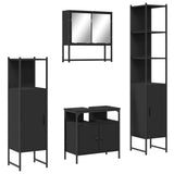 4 Piece Bathroom Furniture Set Black Engineered Wood 3214705