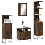 4 Piece Bathroom Furniture Set Smoked Oak Engineered Wood 3214827