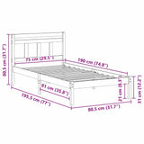 Bed Frame Brown 75 x 190 cm Solid Pine Wood 872358