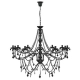 Adjustable Chandelier with Beads E14 Metal and Acrylic Black 42053791