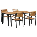 ZNTS 5 Piece Garden Dining Set Solid Wood Acacia and Metal 3284401