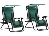 Zero Gravity Lounger Chair Set of 2, Folding Reclining Patio Chair with Shade Cover, Padded Seat, T3398P317535