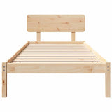 Bed Frame with Headboard Natural 90 x 200 cm Solid Pine Wood 872122