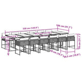 13 Piece Garden Dining Set with Cushions Grey Poly Rattan 3211304
