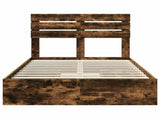 Storage Bed with Drawer Smoked Oak 120 x 200 cm Engineered Wood 3411582