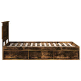 Bed Frame with Drawer Smoked Oak 120 x 190 cm Solid Pine Wood 3410108
