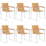 Garden Chairs 6 pcs Solid Teak Wood and Stainless Steel 3078552