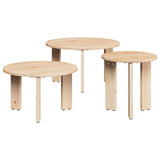 Coffee Table 3 pcs Natural Solid pine wood 873562