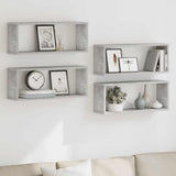 Wall Cube Shelf 4 pcs Concrete Grey 60x15x23 cm Engineered Wood 807146