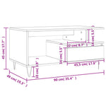 ZNTS Coffee Table White 90x49x45 cm Engineered Wood 831020