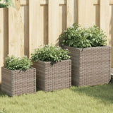 ZNTS Garden Planters 3 pcs Grey Poly Rattan 366397