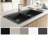 Kitchen Sink Double Basin Granite 86 x 51 x 30 cm Graphite 42053751