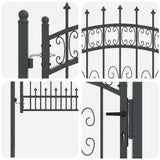 Fence Gate with Spear Top with Lock Grey 103 x 100 cm Steel 42009038