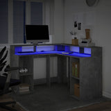Desk with LED Lights Concrete Grey 130x130x91 cm Engineered Wood 3309450