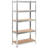 5-Layer Heavy-duty Shelves 5 pcs Silver Steel&Engineered Wood 271518