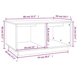 ZNTS Coffee Table Black 80x50x40 cm Solid Wood Pine 814438