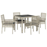 Garden Dining Set 5 pcs Light grey Poly rattan 3334896