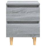 Bed Cabinets with Solid Wood Legs 2 pcs Grey Sonoma 40x35x50 cm 813125