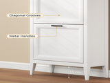 Shoe Cabinet with 2 Flip Drawers, Farmhouse Narrow Shoe Storage Cabinet with Adjustable Shelves, T3398P553211