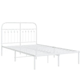 Metal Bed Frame without Mattress with Headboard White 120x200cm 376647