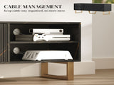 Marble Effect TV Unit, TV Stand Cabinet for up to 70" TVs, Modern TV Cabinet with Shelves and T3398P344814