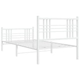 Metal Bed Frame without Mattress with Footboard White 90x190cm 376383