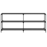 Console Table with Black Glass Top 194.5x30x81 cm Steel 846035