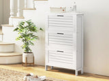 Narrow Shoe Cabinet with 3 Flip Drawers - White T3398P555123