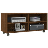 TV Cabinet with Castors Brown Oak 90x35x35 cm Engineered Wood 815260