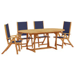 ZNTS 5 Piece Garden Dining Set Solid Wood Acacia and Textilene 3279300