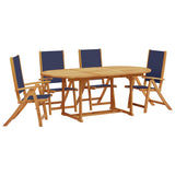 ZNTS 5 Piece Garden Dining Set Solid Wood Acacia and Textilene 3279300