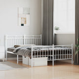 ZNTS Metal Bed Frame without Mattress with Footboard White 140x190cm 373758