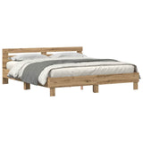 Bed Frame Artisan oak 200 x 200 cm Engineered wood 3333934