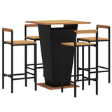 5 Piece Garden Bar Set Black Poly Rattan&Solid Wood Acacia 3187727