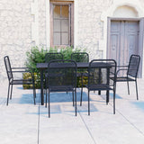 Garden Dining Set Black Powder-coated steel, glass, cotton rope 3060210