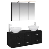 Bathroom Furniture Set 4 pcs Black Oak 3406976