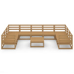 ZNTS 10 Piece Garden Lounge Set Solid Pinewood 3076267