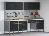Work Cabinet with Drawer 10 pcs Black Engineered Wood and Steel 3321476
