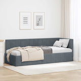 Corner Bed Frame with Headboard Dark grey 80 x 200 cm Velvet 42016288