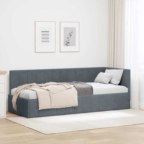 Corner Bed Frame with Headboard Dark grey 80 x 200 cm Velvet 42016288