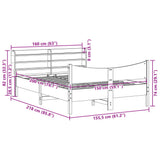 Bed Frame with Headboard White 150x200 cm King Size Solid Wood Pine 3307042
