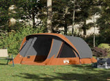 Camping Tent Cabin 4-Person Grey and Orange Waterproof 4100666