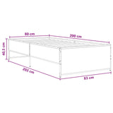 Bed Frame Smoked Oak 80 x 200 cm Engineered Wood 8009096